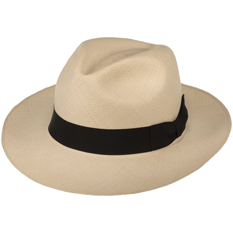 Montecristi Superfino Panamahut natur mit schwarzem Hutband