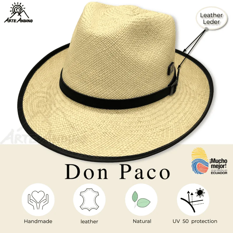 Don Paco Natural · Sombrero de Panamá Bogart con ribete de cuero